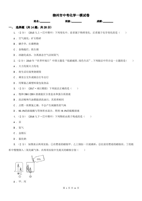 柳州市中考化学一模试卷