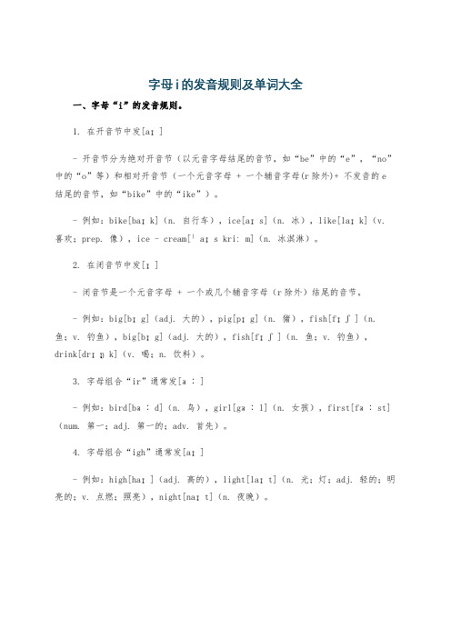 字母i的发音规则及单词大全