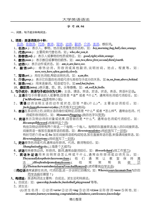 大学英语语法大全-太经典了