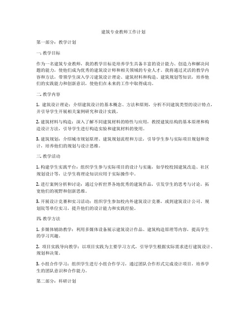 建筑专业教师工作计划