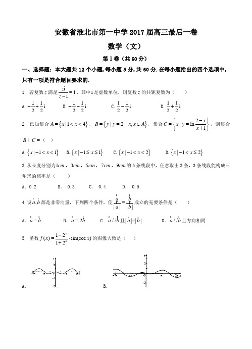 安徽省淮北一中2017届高三最后一卷数学(文)试卷(含答案)