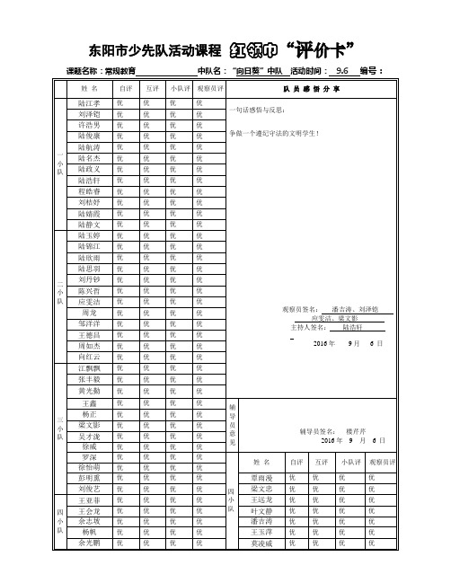 203“评价卡”