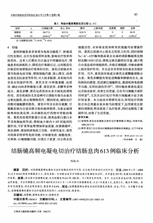 结肠镜高频电凝电切治疗结肠息肉613例临床分析