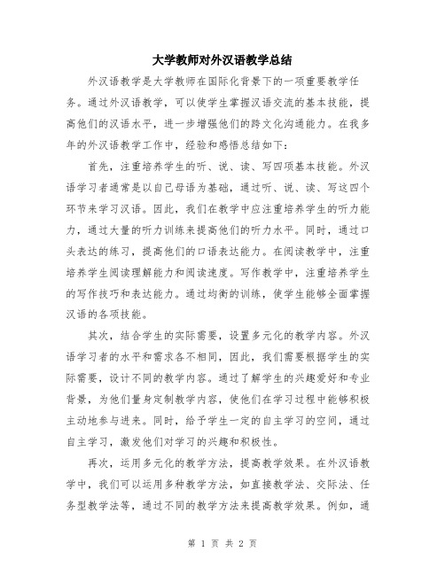 大学教师对外汉语教学总结