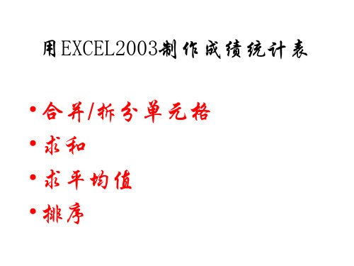 用EXCEL2003制作成绩统计表