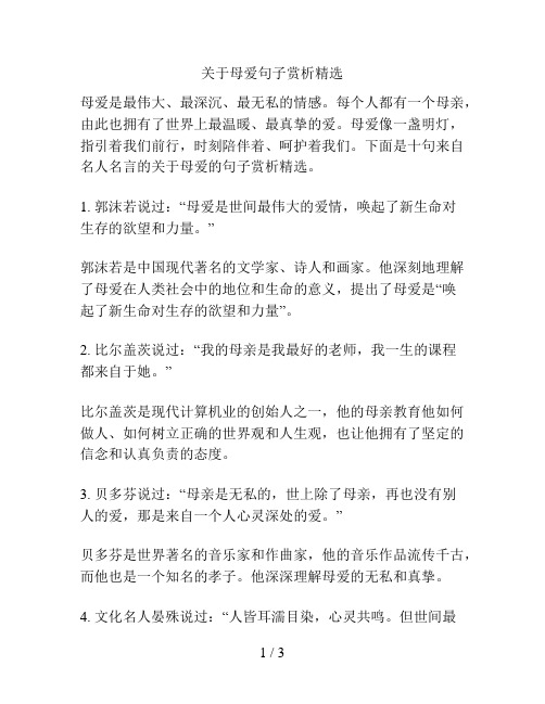 关于母爱句子赏析精选