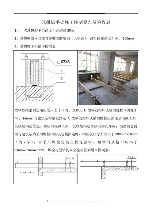 型钢悬挑脚手架施工控制要点及验收表单