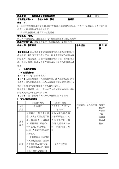 人教版高中地理选修6《第一章 环境与环境问题 第三节 解决环境问题的基本思想》_1