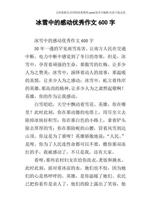 冰雪中的感动优秀作文600字