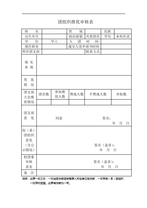 团组织推优审核表