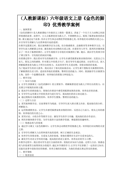 (人教新课标)六年级语文上册《金色的脚印》优秀教学案例