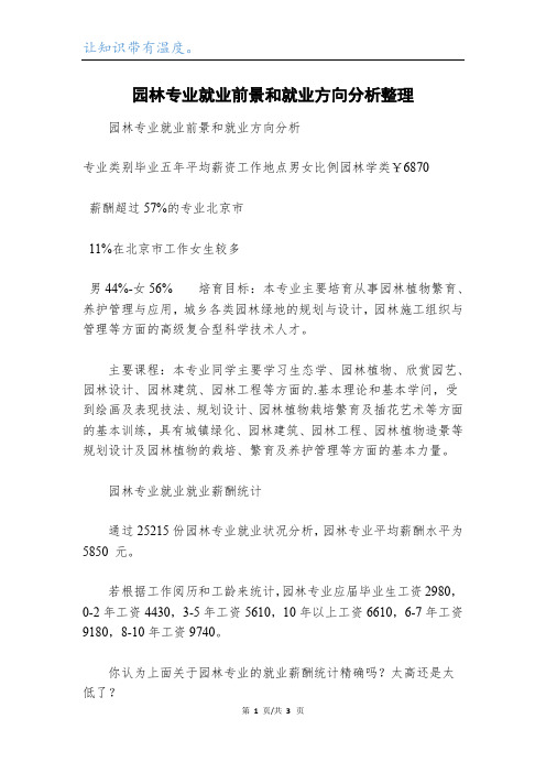 园林专业就业前景和就业方向分析整理