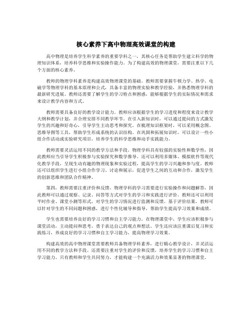 核心素养下高中物理高效课堂的构建