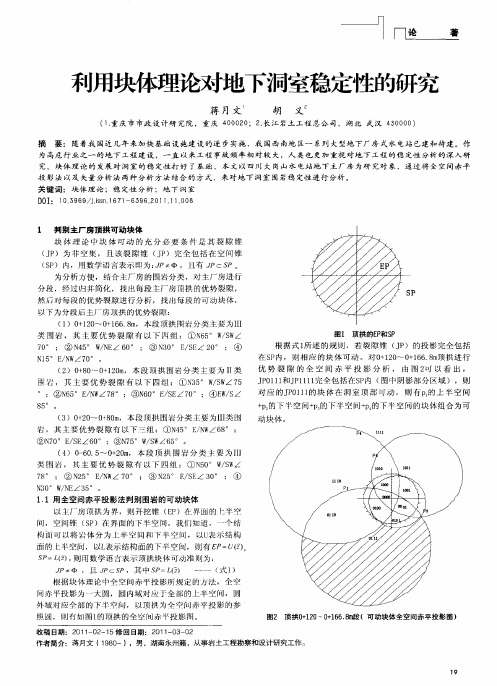 利用块体理论对地下洞室稳定性的研究