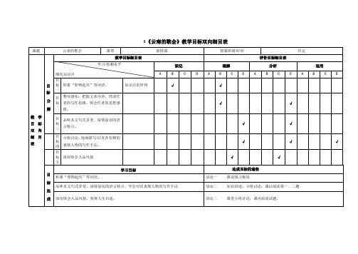 教学目标双向细目表