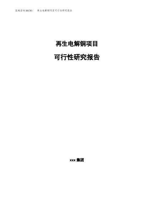 再生电解铜项目可行性研究报告