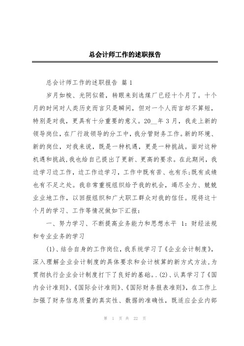 总会计师工作的述职报告