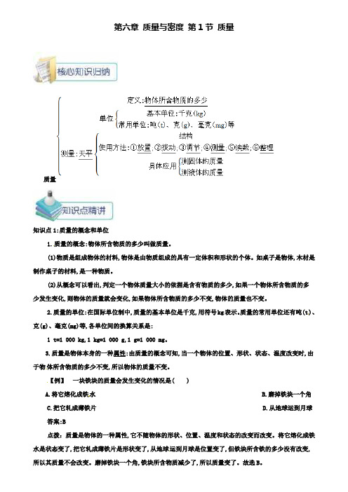 八年级物理上册第六章第1节质量备课资料