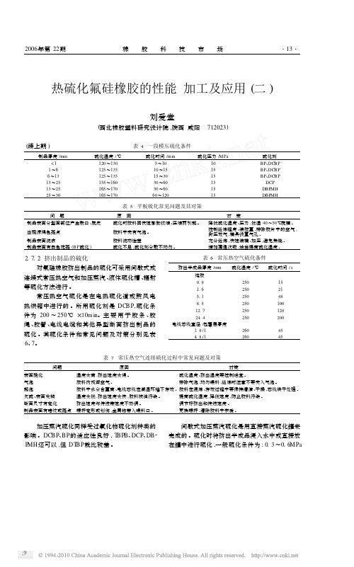 热硫化氟硅橡胶的性能加工及应用_二_