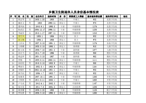 退休人员基本情况表