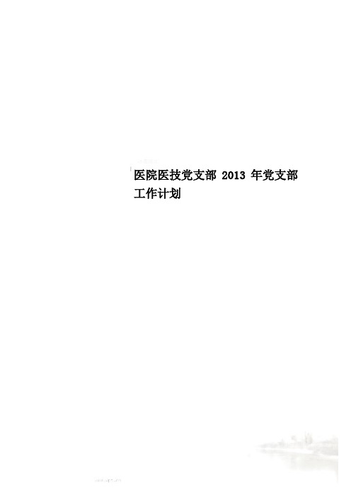 医院医技党支部2013年党支部工作计划