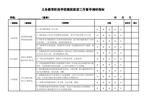 随班就读工作督导指标