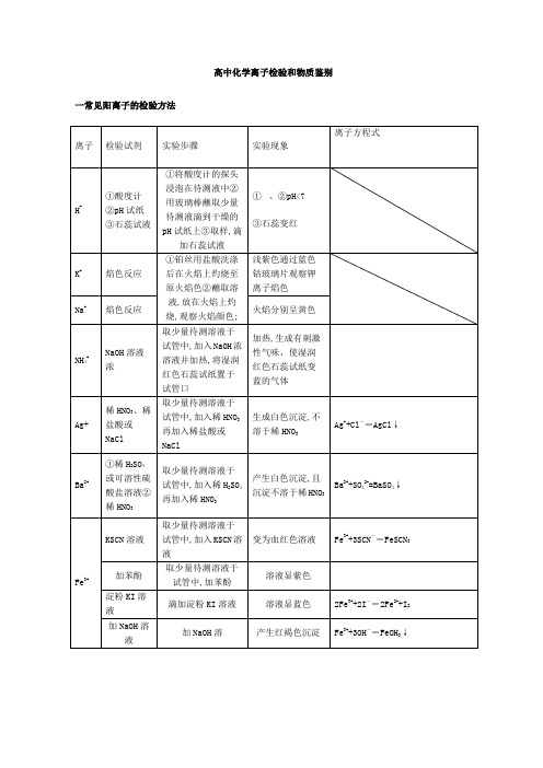 高中化学离子检验和物质的鉴定