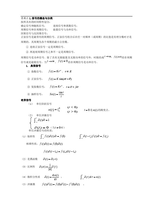 信号与系统_复习知识总结