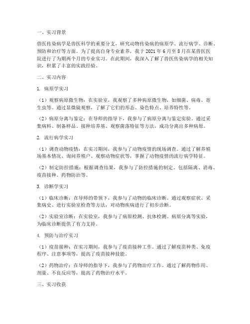 兽医传染病学实习报告