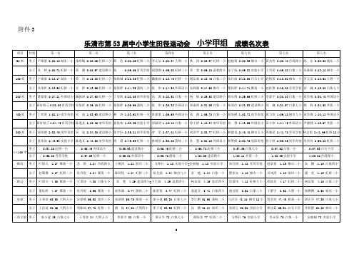 53届小学甲组  成绩名次表