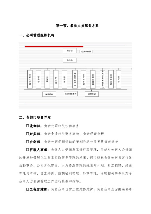 餐饮人员配备方案