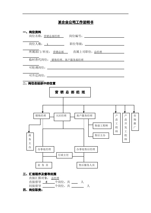 某企业公司工作说明书