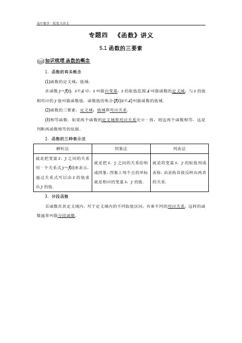 专题05 函数 5.1函数的三要素 题型归纳讲义-2022届高三数学一轮复习(原卷版)