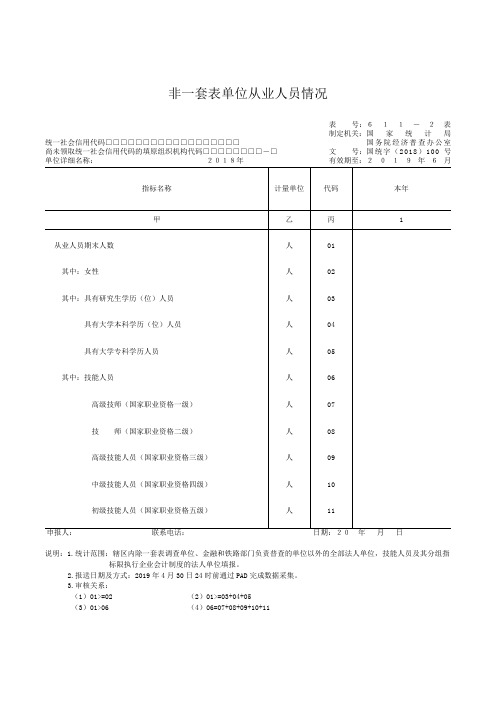 非一套表单位从业人员情况