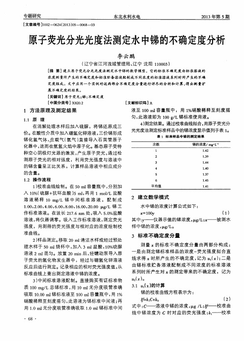 原子荧光分光光度法测定水中锑的不确定度分析