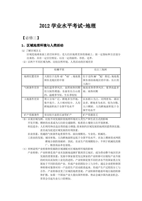 2012学业水平考试