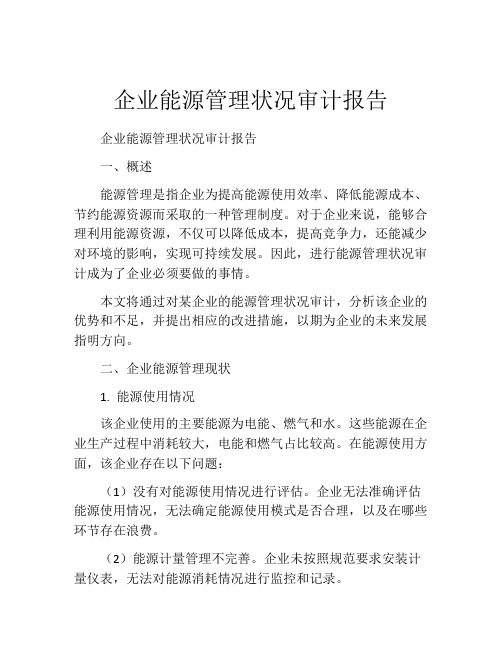 企业能源管理状况审计报告