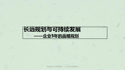 长远规划与可持续发展——企业5年的战略规划课件