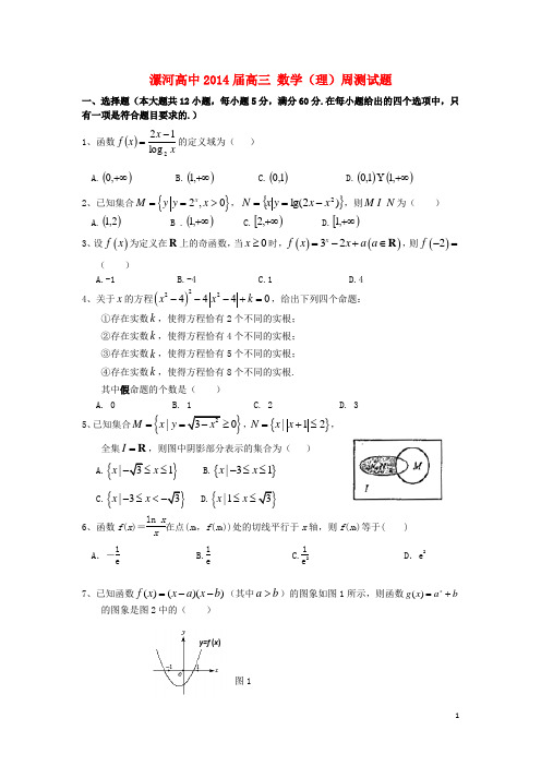 河南省漯河市高级中学高三数学周测试题四 理