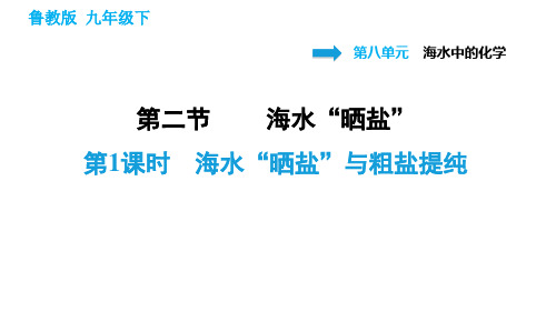 2020-2021学年鲁教版九年级下册化学习题课件 8.2.1 海水“晒盐”与粗盐提纯