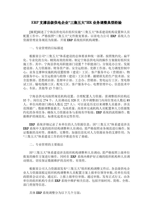 ERP支撑县级供电企业“三集五大”HR业务调整典型经验