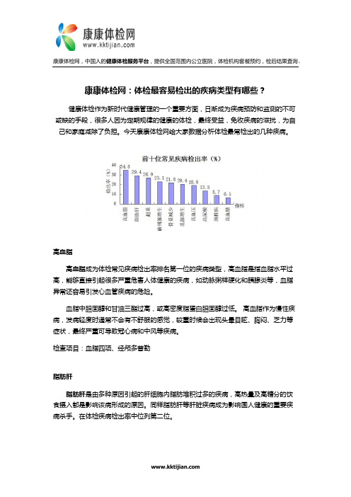 康康体检网：体检容易检出的疾病类型有哪些？