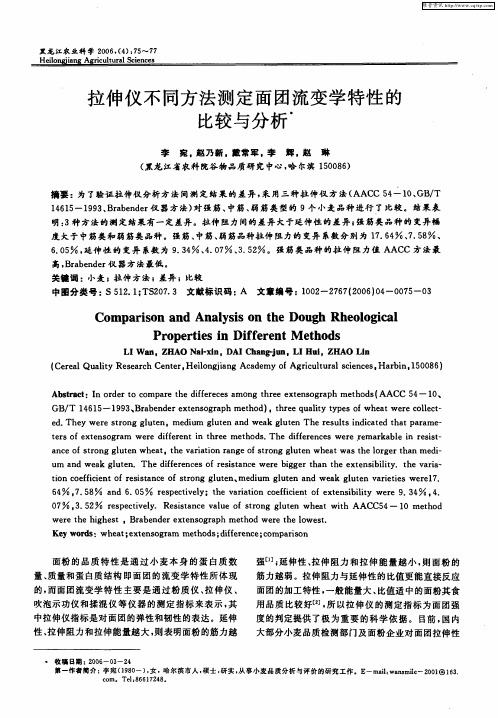 拉伸仪不同方法测定面团流变学特性的比较与分析