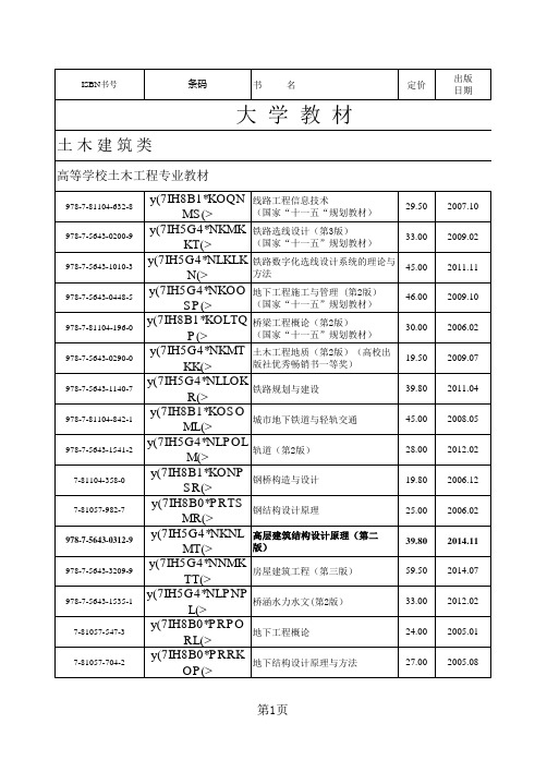 西南交通大学出版社 2014年书目第二期本科