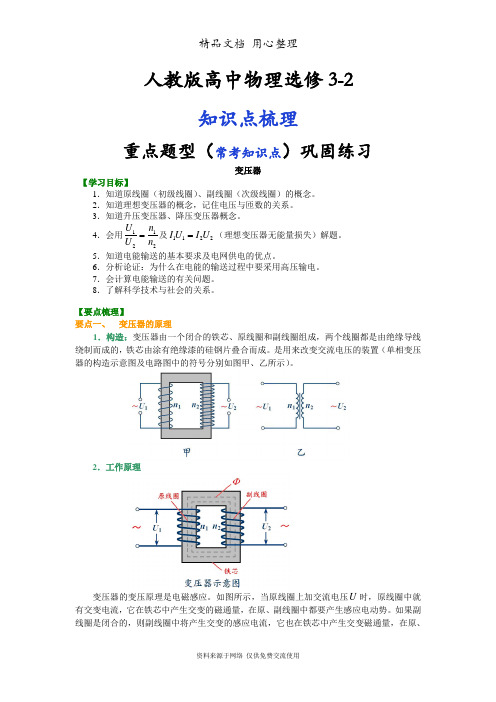 人教版高中物理选修3-2知识点整理及重点题型梳理] 变压器 基础