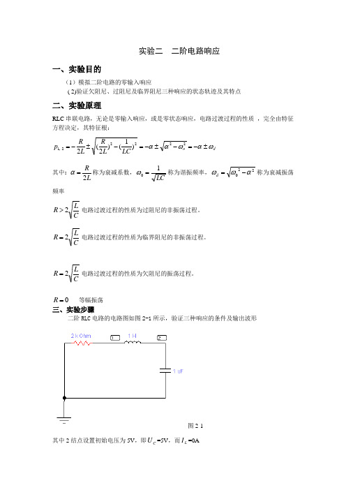 实验二  二阶电路响应