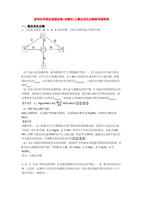 高考化学培优易错试卷(含解析)之镁及其化合物附详细答案