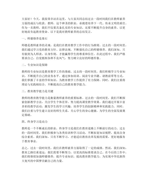 教师素养大总结发言稿