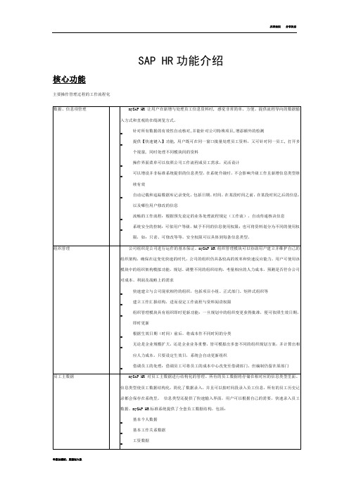 sap HR功能介绍