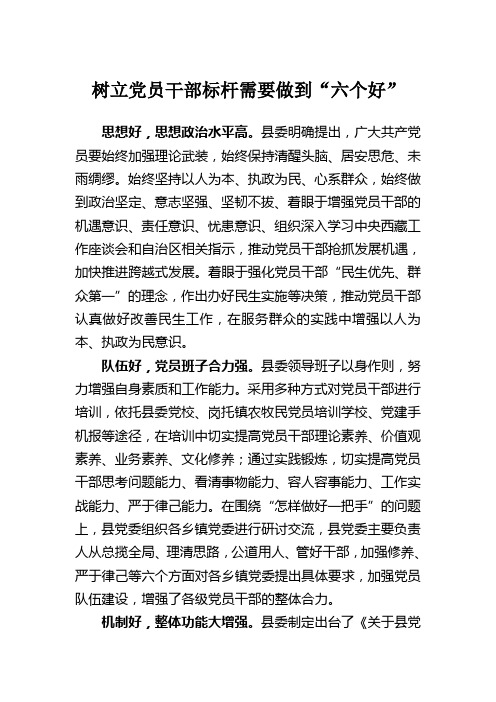 树立党员干部标杆需要做到“六个好”